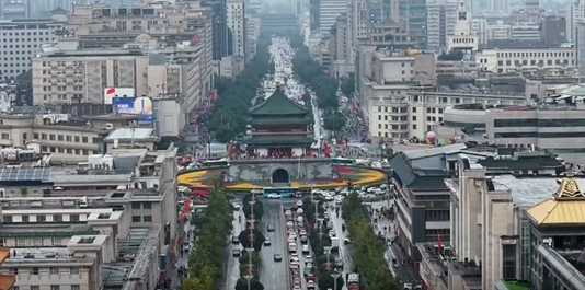 60秒航拍西安国庆热景